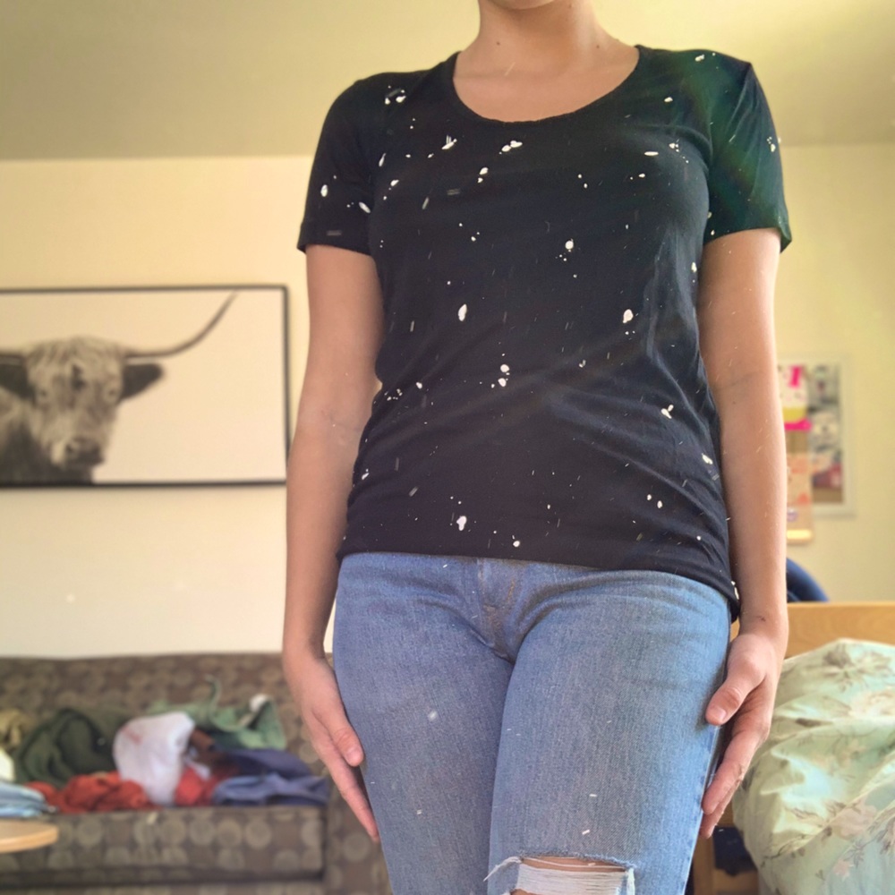 Back and white paint splatter t-shirt